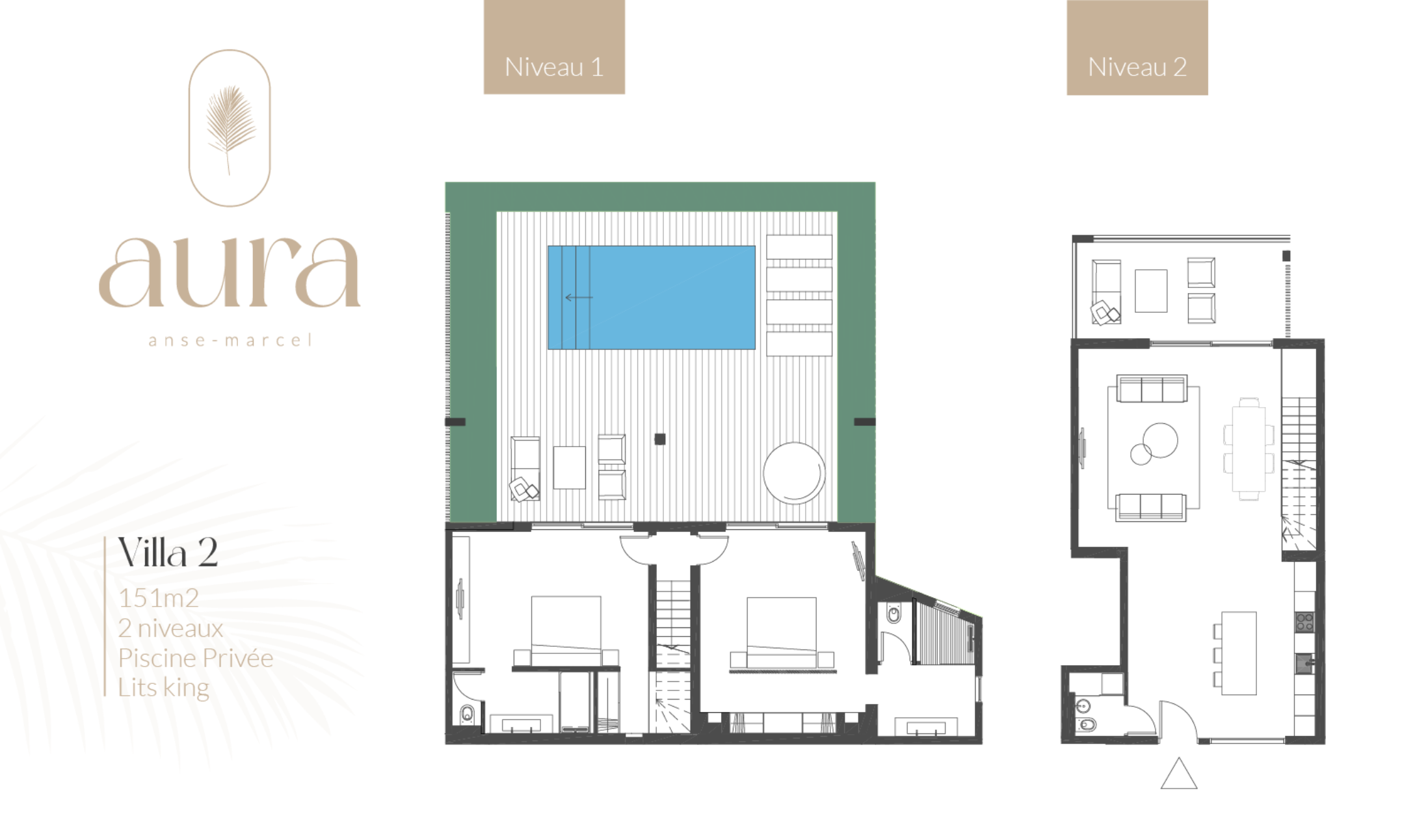 Plan détaillé de la villa 2 du projet Aura Anse-Marcel