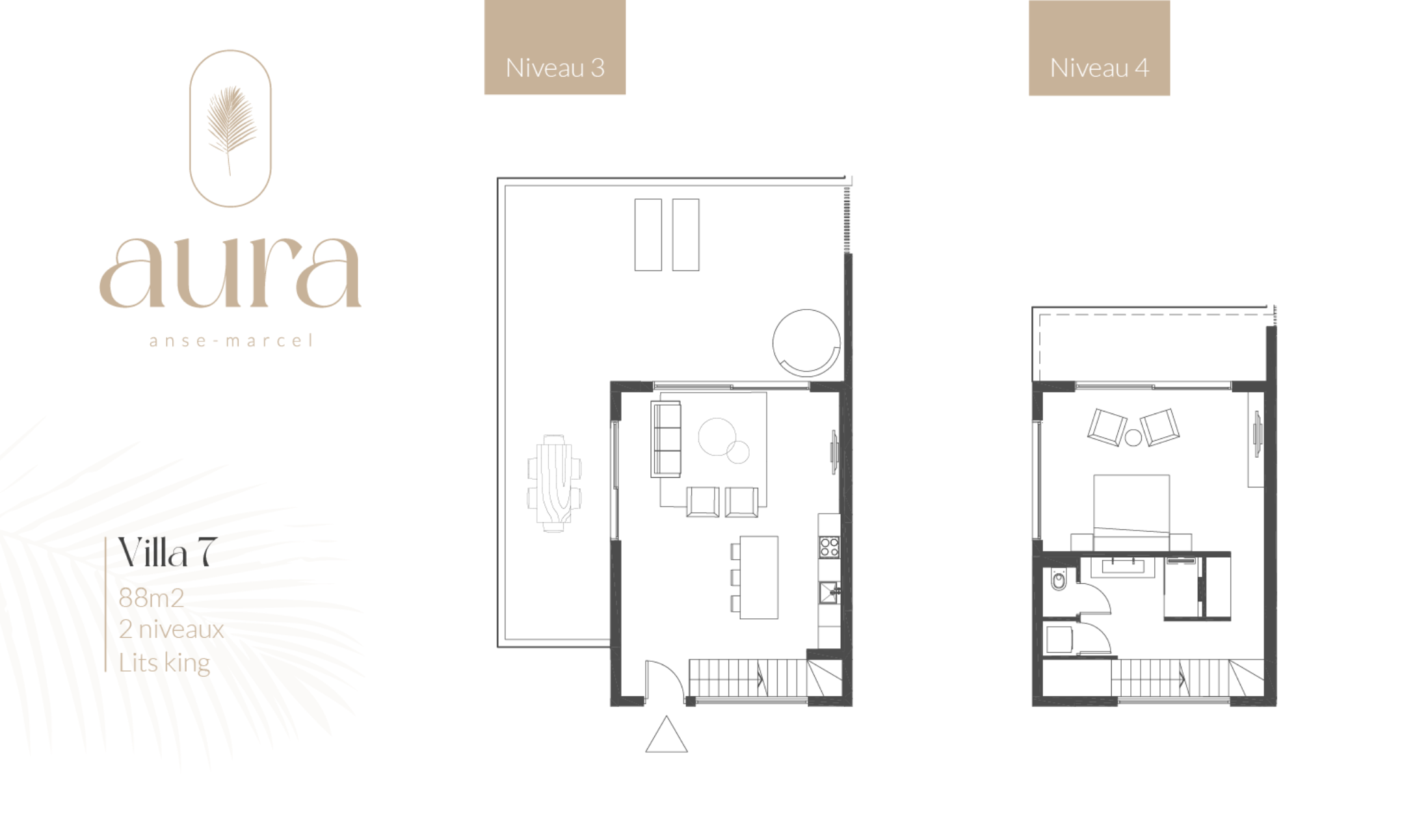 Plan détaillé de la villa 7 du projet Aura Anse-Marcel