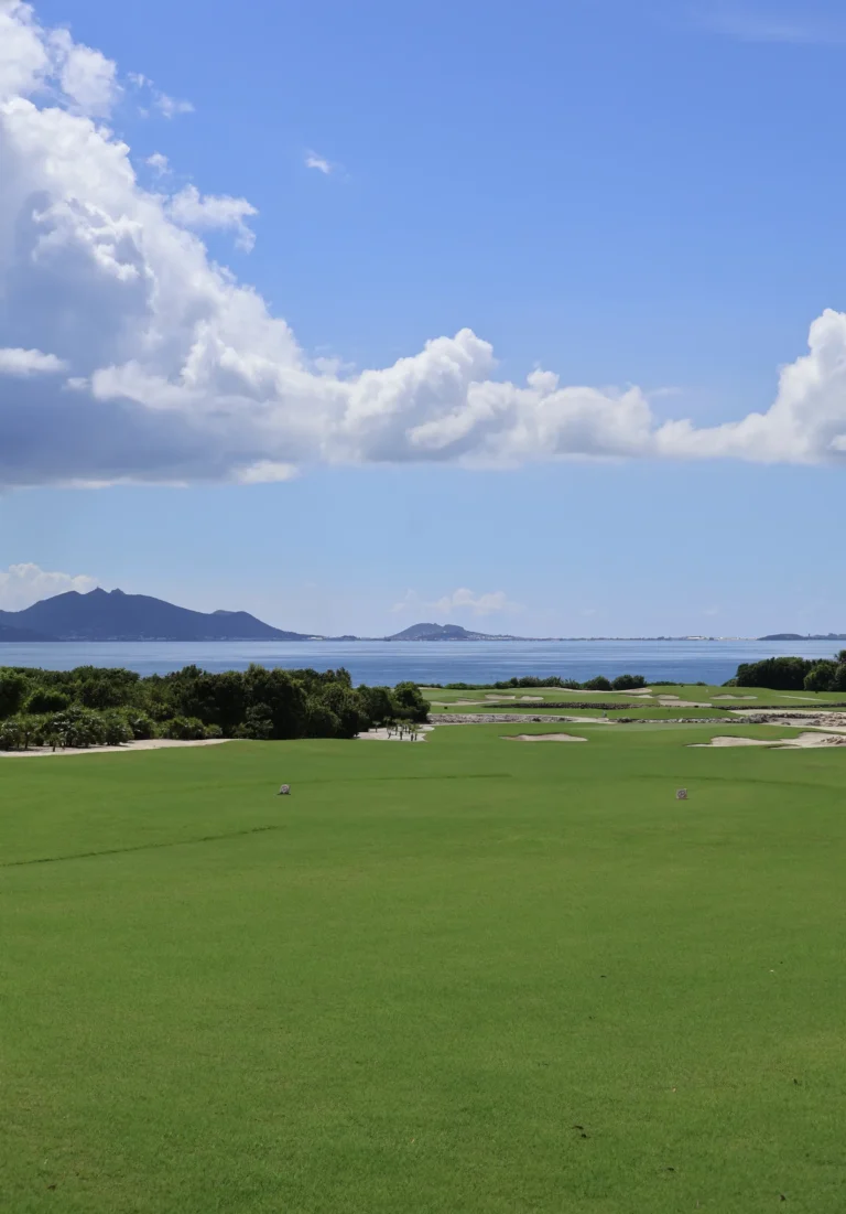 Golf course in Anguilla facing the sea.