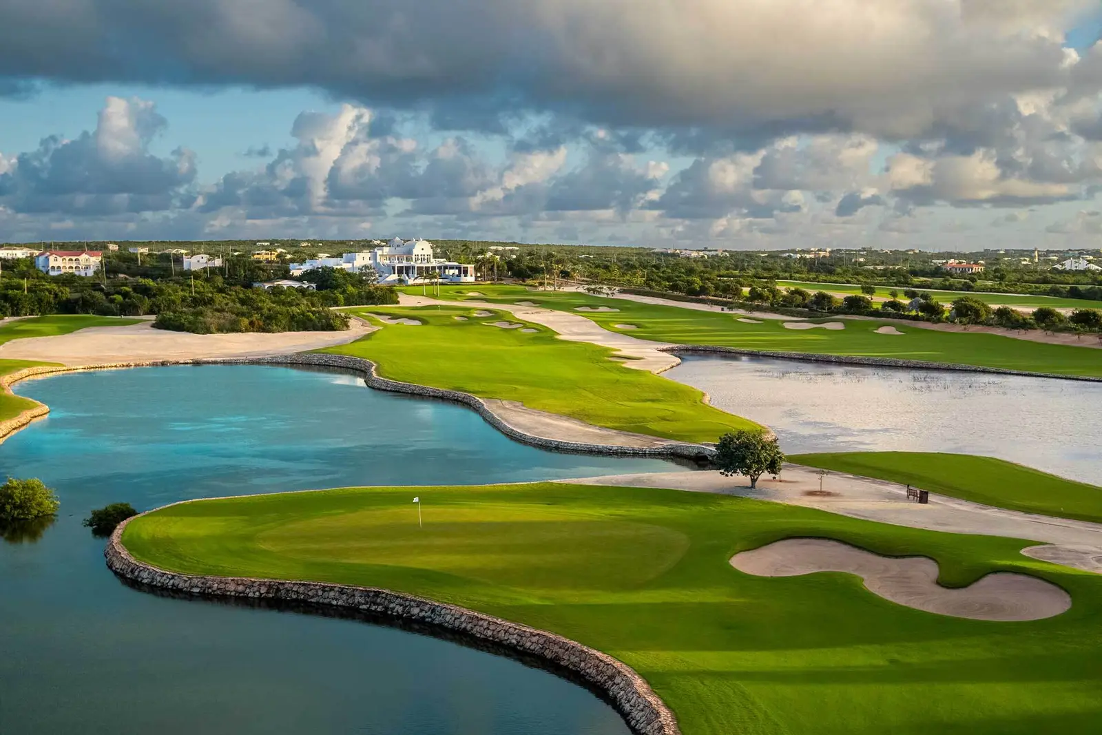 Aurora Anguilla golf course with a view of the clubhouse.