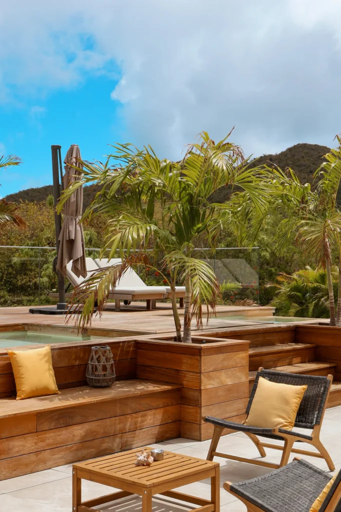 Private terrace with jacuzzi and ocean view.