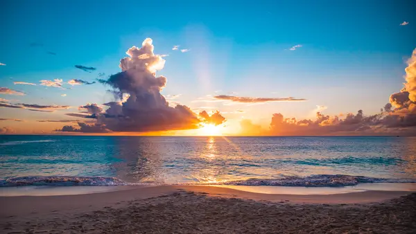 Sunset over the Caribbean Sea.