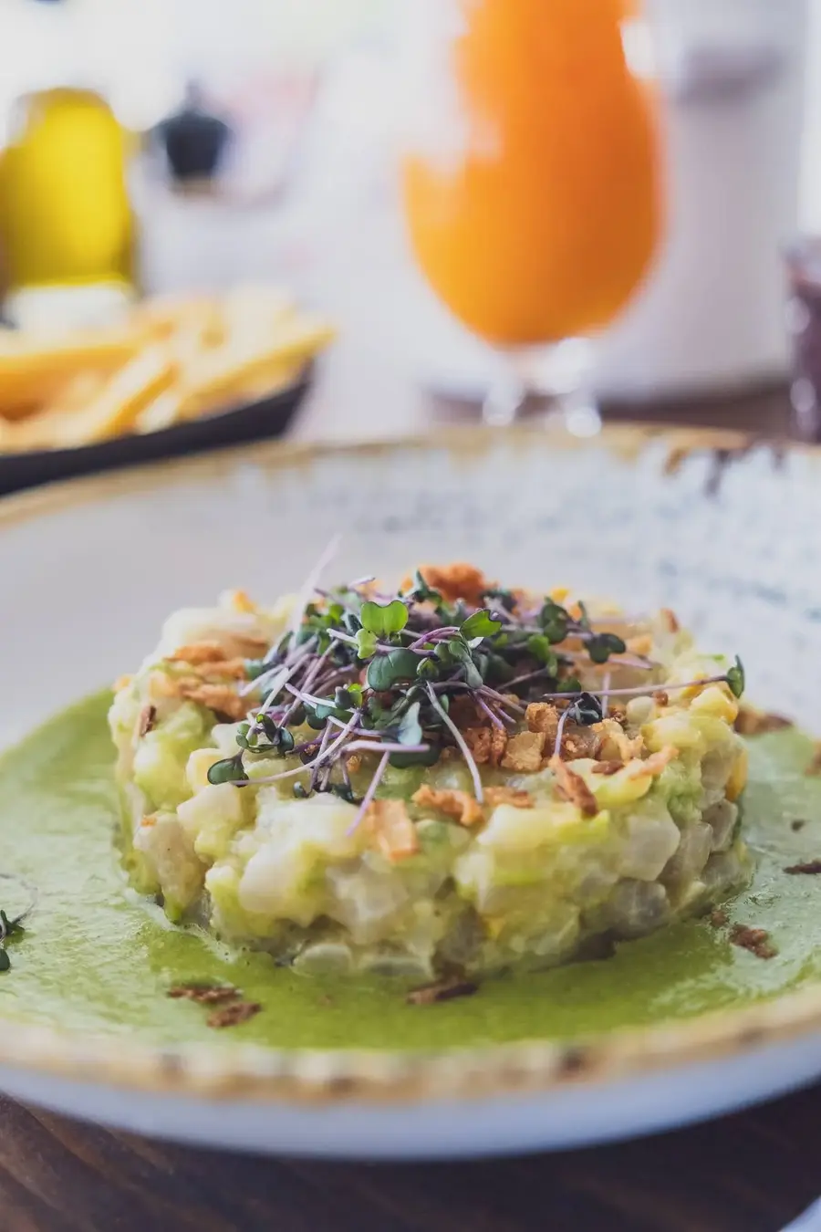 Gourmet tartare with herbs.