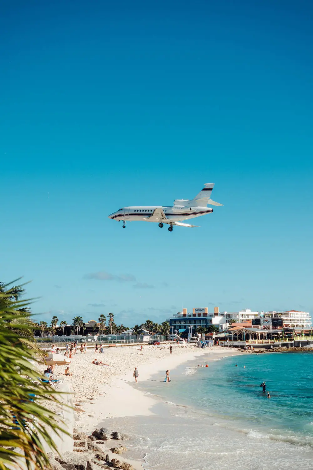 Plane landing over Maho beach.