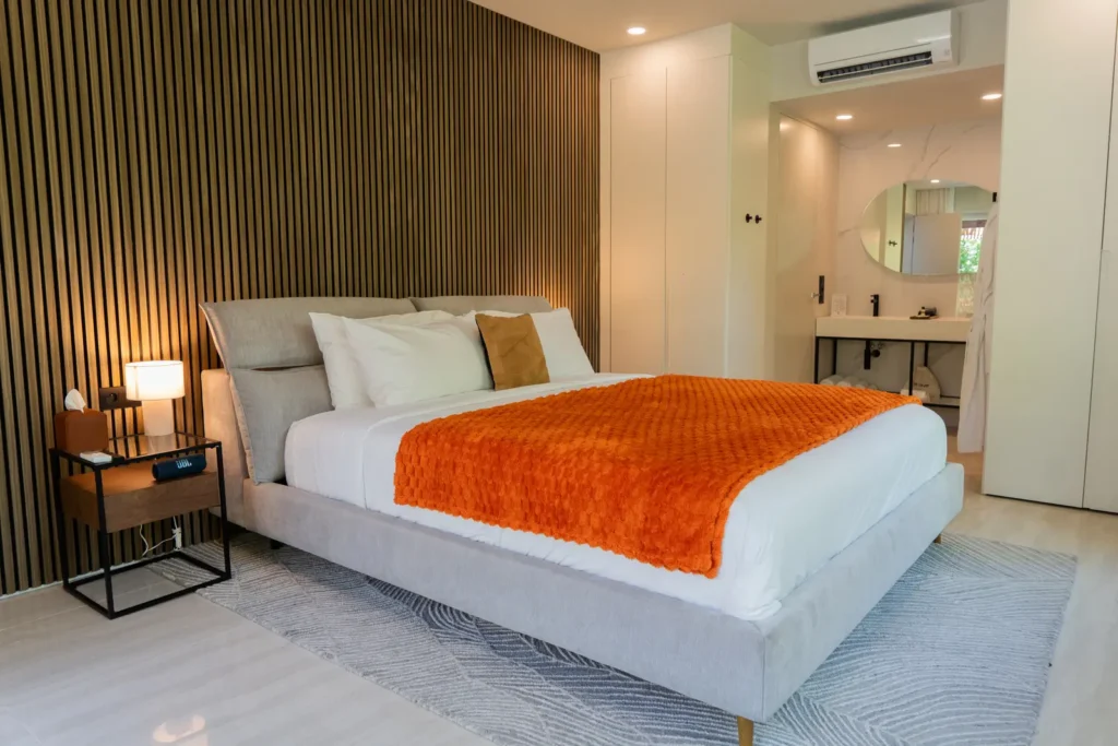 Villa 1, 2 rooms with private pool, interior or terrace view.