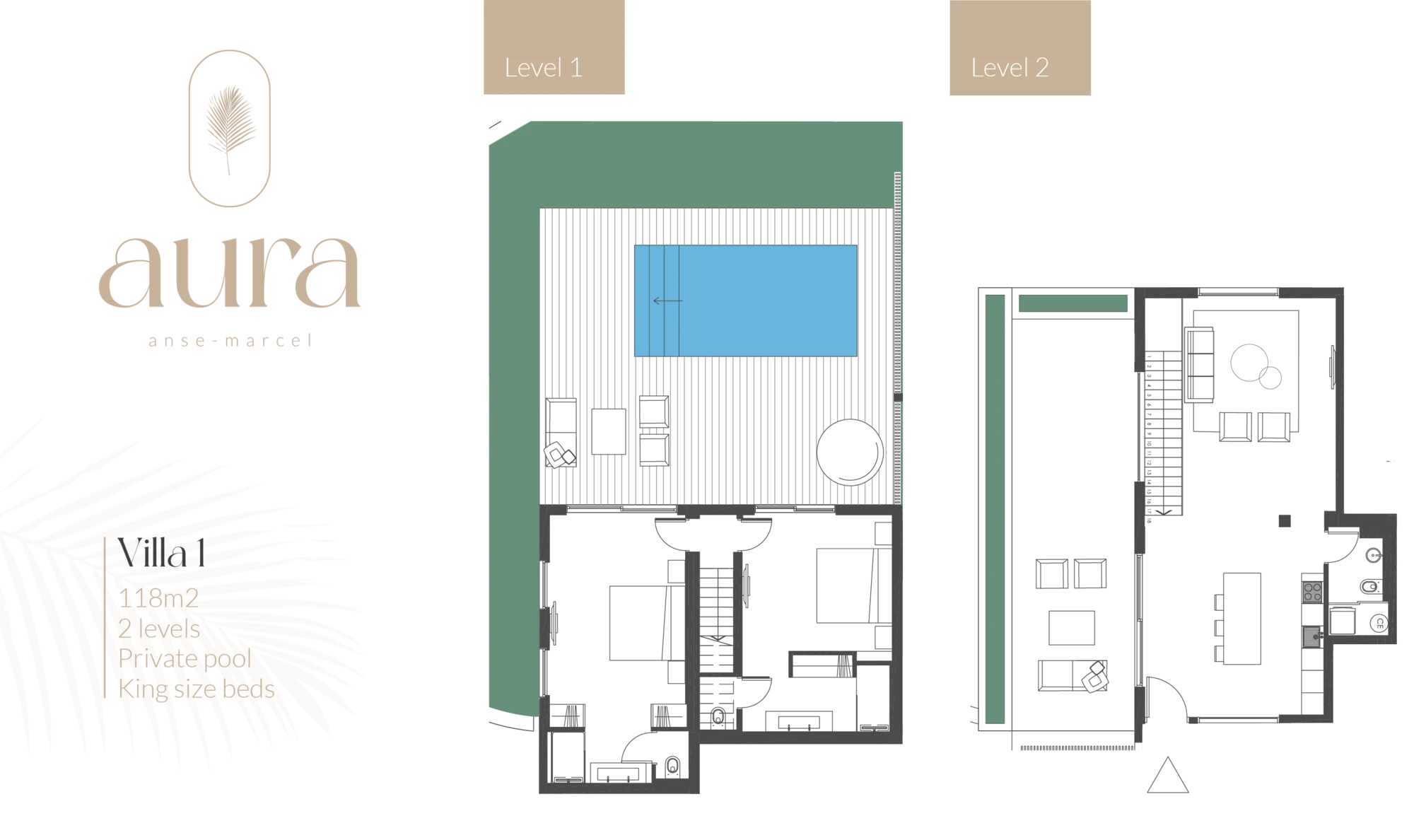 Floor plan of Villa 1.