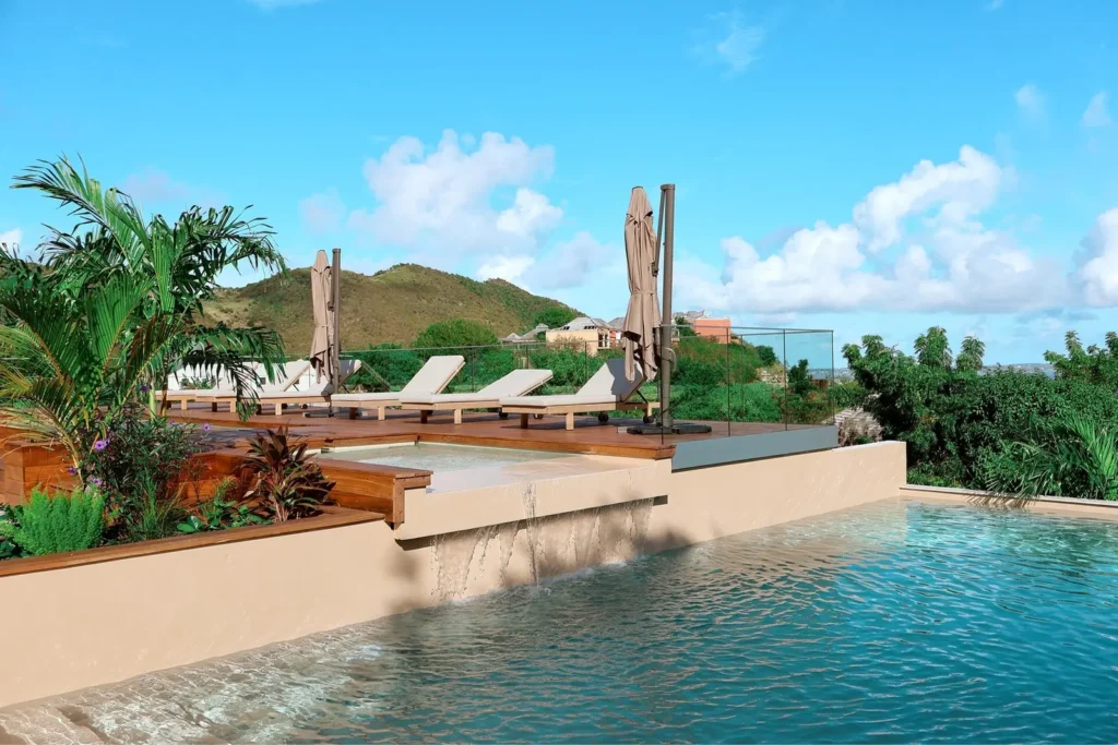Villa 2, 2 rooms with private pool, interior or terrace view.